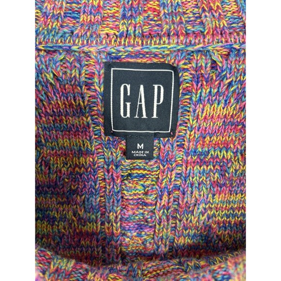 Gap Sweater Women’s M Pink Rainbow Cable Knit Pullover Marled Chunky Textured - Picture 9 of 10